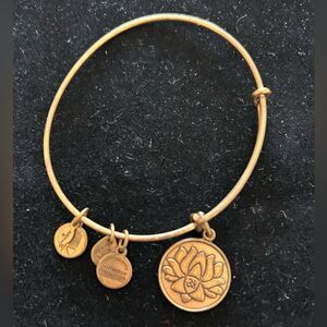 ALEX AND ANI 2014 Gold Tone Lotus Flower Charm Adjustable Bracelet